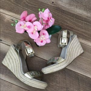 Michael Kors espadrille gold wedges sandals 8.5 M